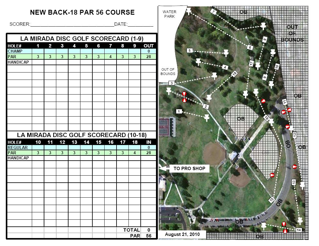 La Mirada Regional Park Back 18 Professional Disc Golf Association